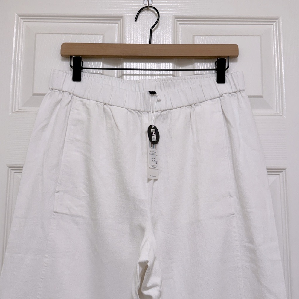 NWT Eileen Fisher Slubby Organic Cotton Linen Lantern Pant in White - Picture 9 of 12